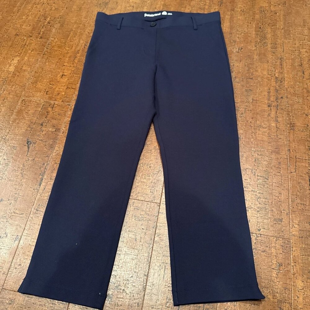 Betabrand Women’s Medium Navy Blue Cropped Straight Yoga Dress Pants